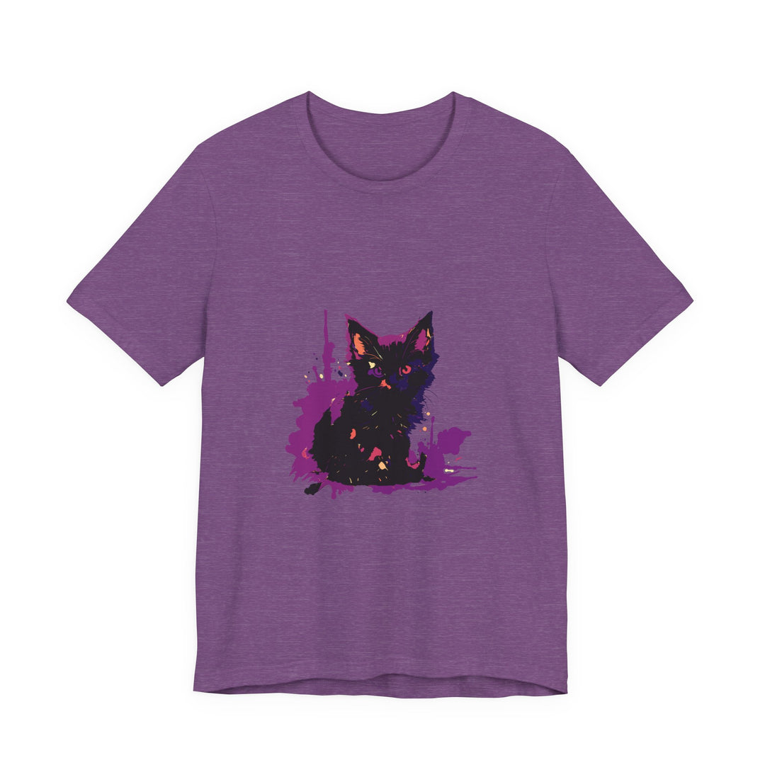 Black Cat Mystery - Purple Paint Splatter T-Shirt