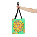 Borsa tote con mandala floreale — Stampa integrale verde tropicale brillante