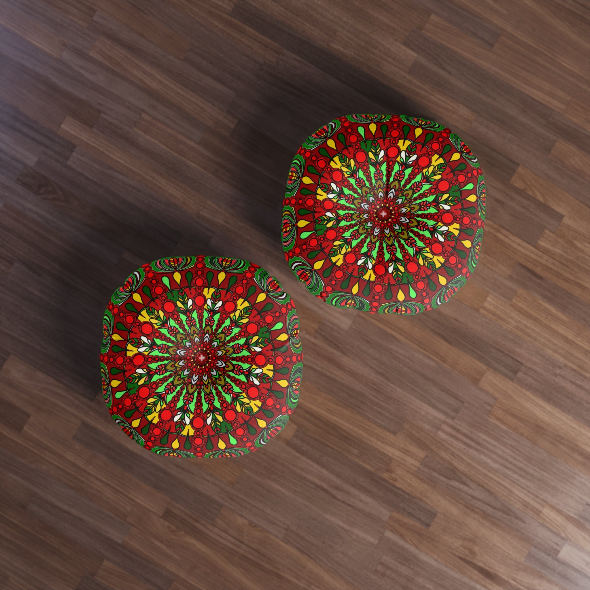 Colorful and festive floor cushion with intricate mandala design