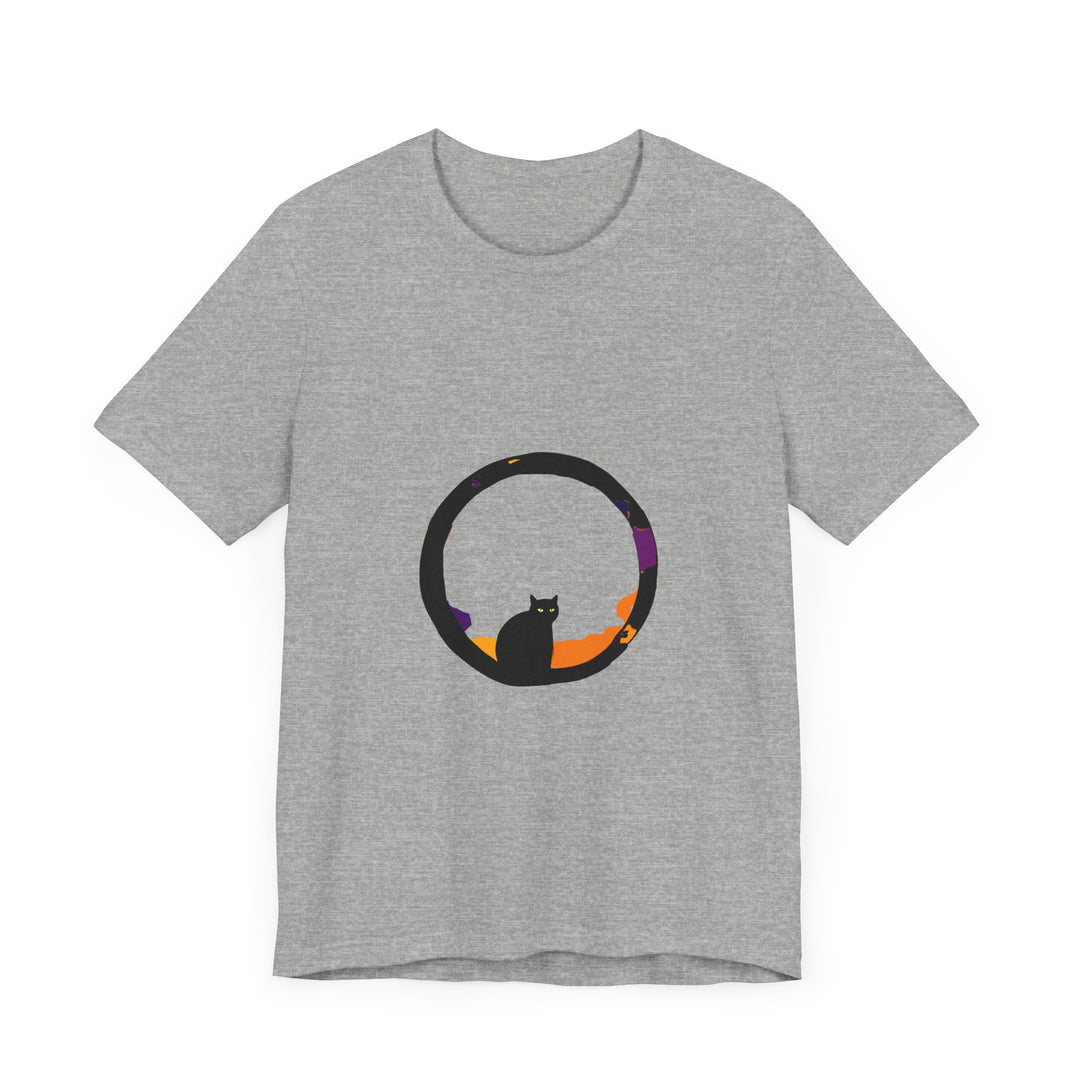 Black Cat Mystery Moon T-Shirt with spooky and stylish design, perfect for Halloween