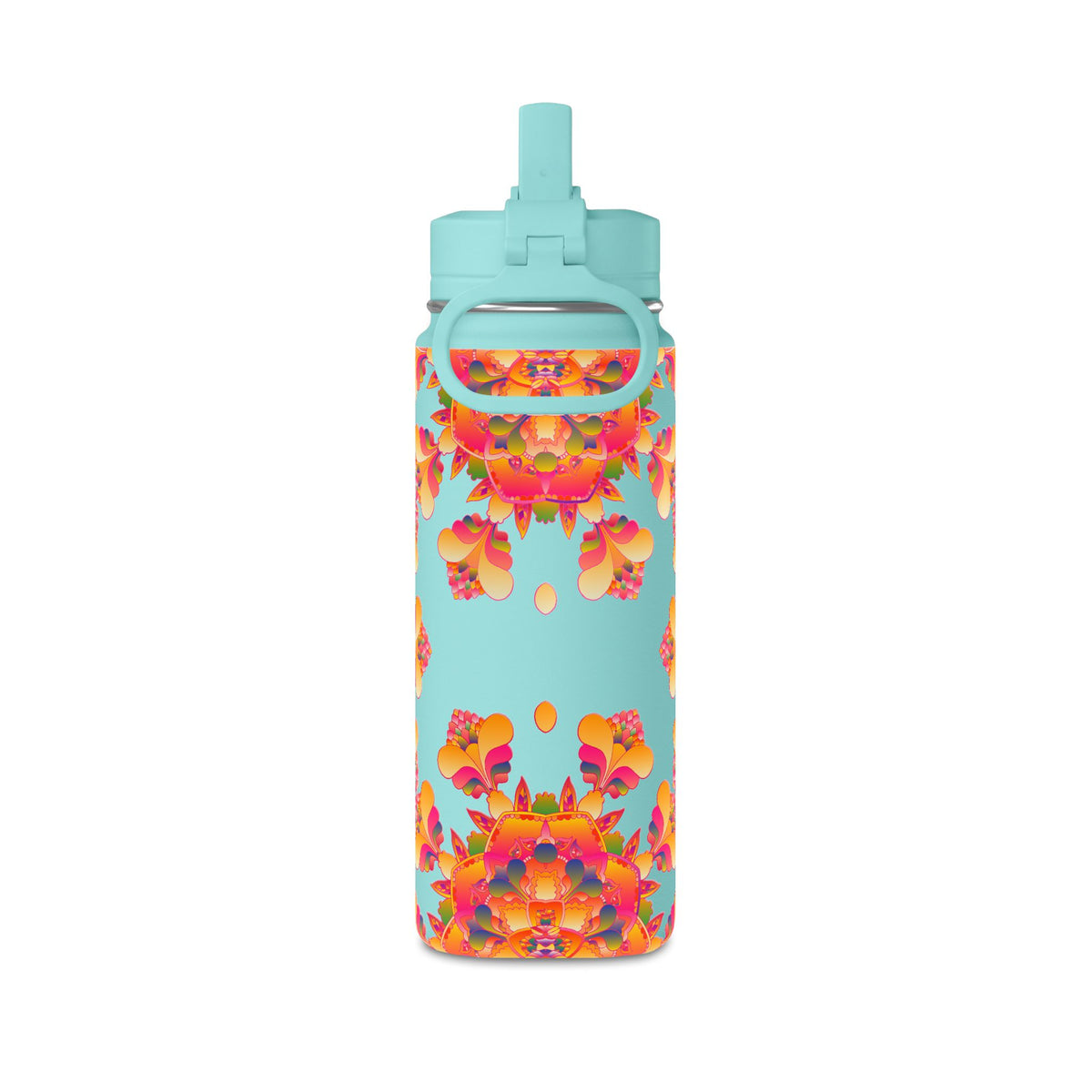 20oz Floral Mandala Mini Water Bottle – Colorful Boho Hydration Bottle