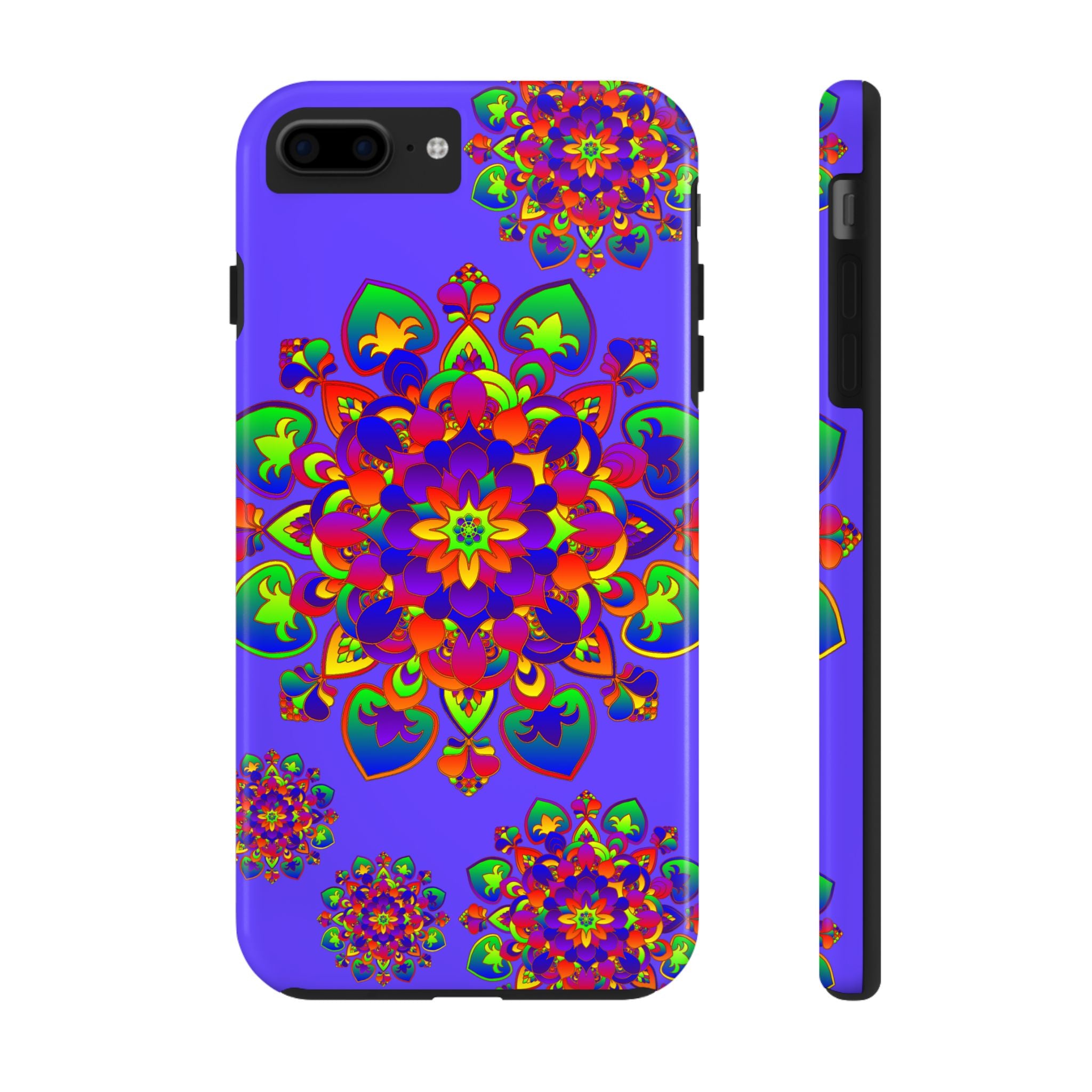 Colorful hand drawn mandala rainbow design phone case for stylish protection