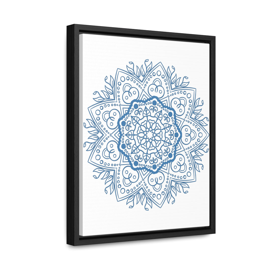 Mandala Handmade Art - Steel Blue Design Wall Art on Gallery Canvas Wraps, Vertical Frame - Unique Handcrafted Mandala Artwork for Home Decor