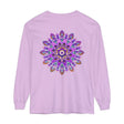 Beautiful purple and gold mandala long sleeve t-shirt with intricate design