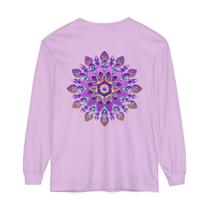 Beautiful purple and gold mandala long sleeve t-shirt with intricate design