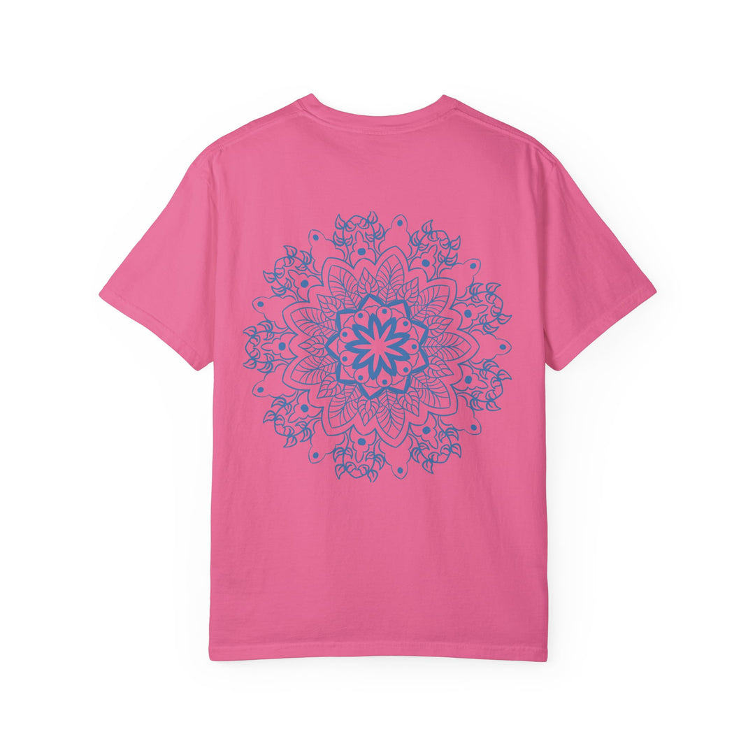 Colorful handmade mandala art tshirt on unisex garment-dyed tee