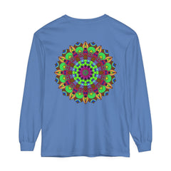 Vibrant and intricate mandala design on a unisex long sleeve t-shirt