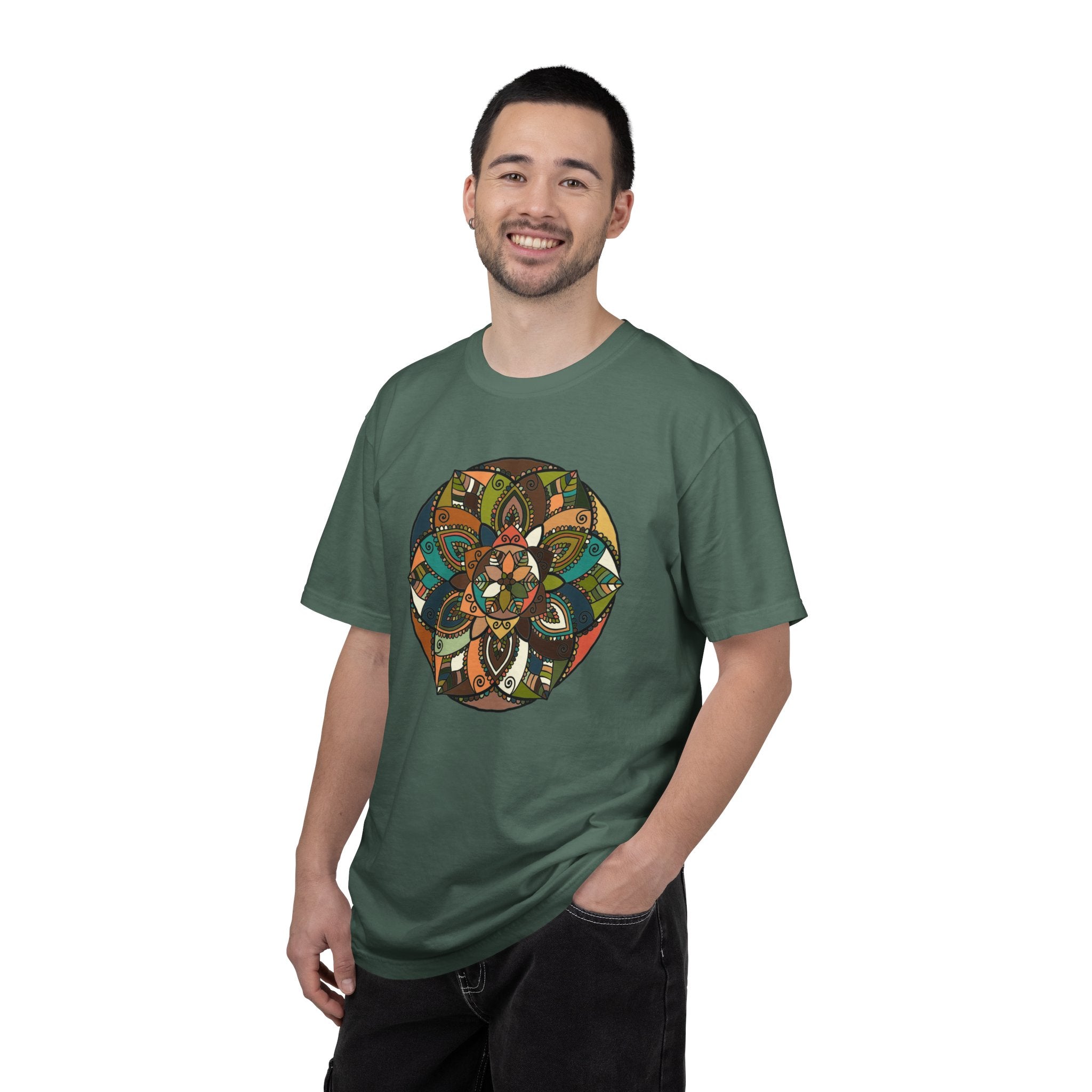Mandala Earth Flora T-Shirt — Earthy Tones Geometric Art Tee