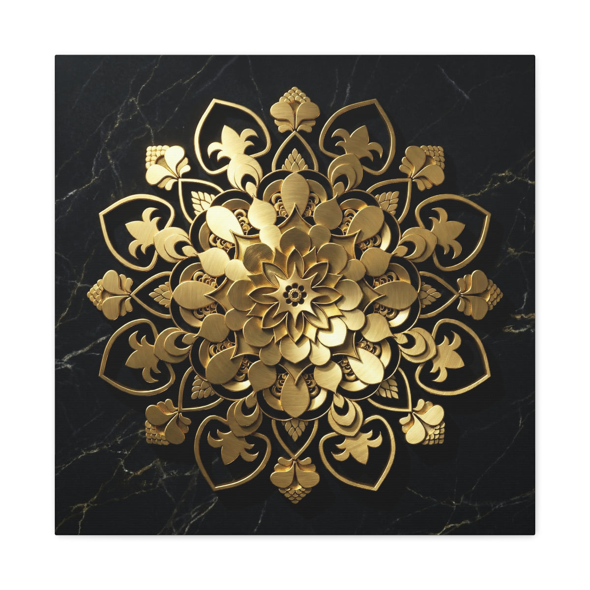 Das Stille Zentrum – Leinwand aus schwarzem Marmor und Gold