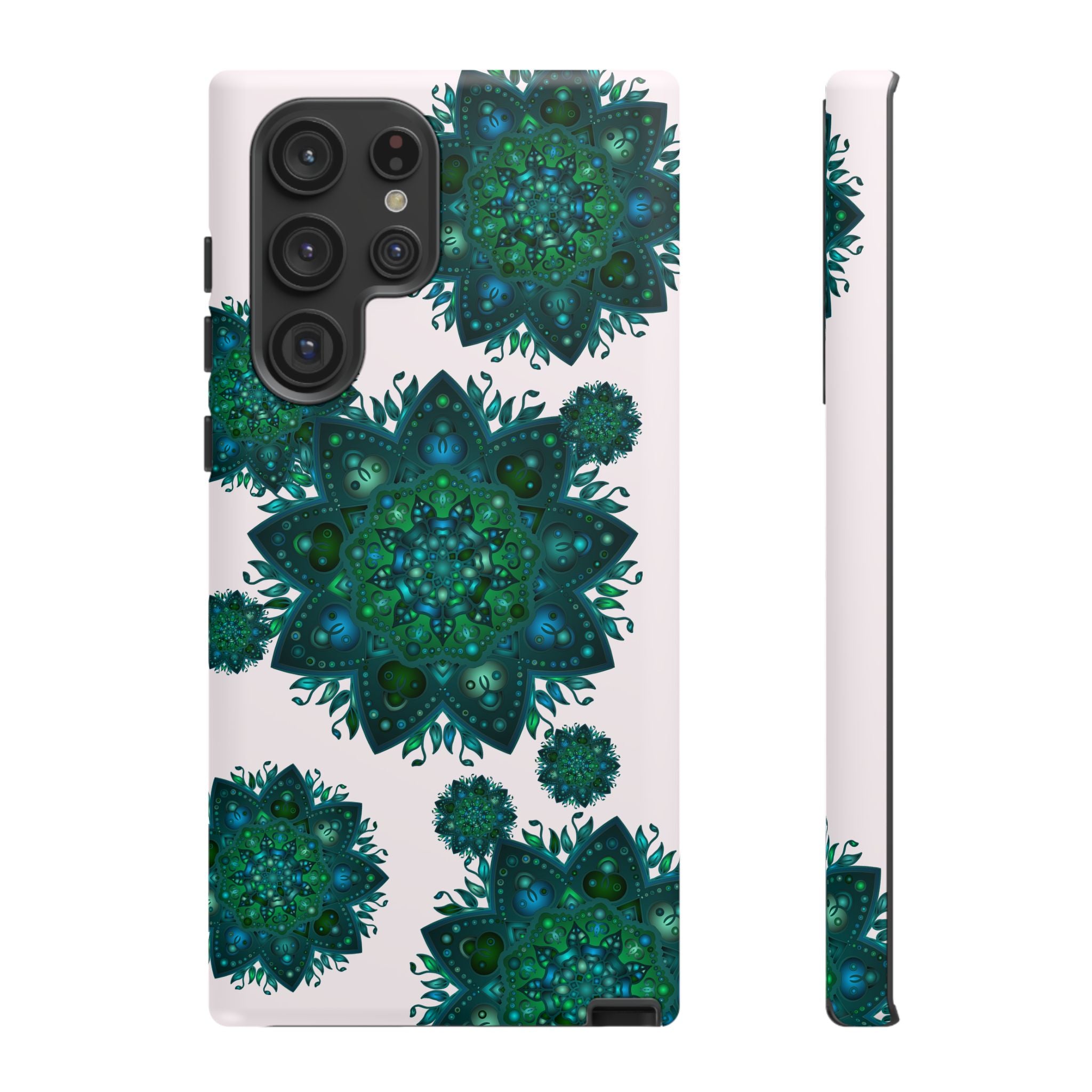 Light pink and green mandala phone case with peaceful design for stylish protection