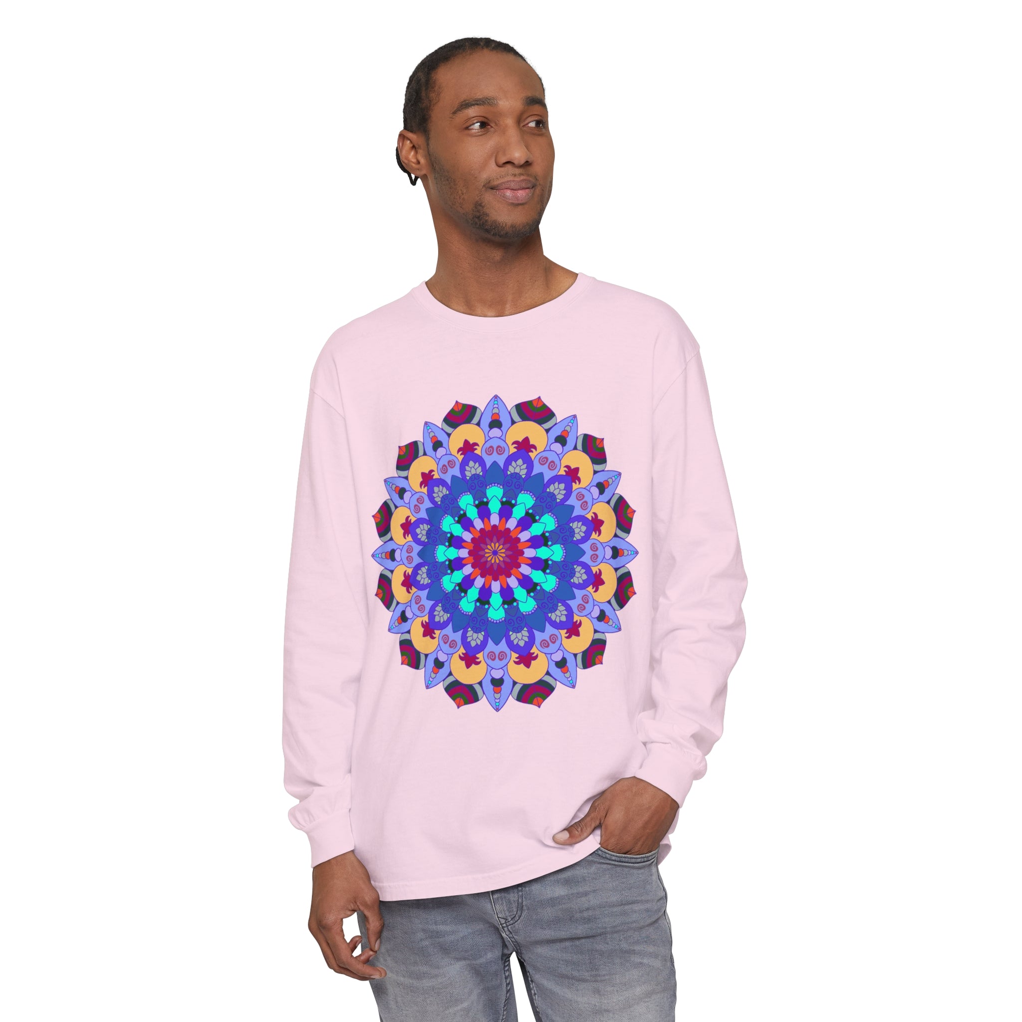 Colorful and intricate mandala design long sleeve t-shirt for women