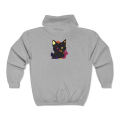  Eye-catching black cat watercolor hoodie with a vibrant and mystical design 