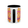 Colorful floral mandala art mug featuring intricate design and vibrant colors