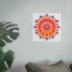 Vibrant Floral Mandala Fine Art Poster — Boho Wall Decor for Living Room & Meditation