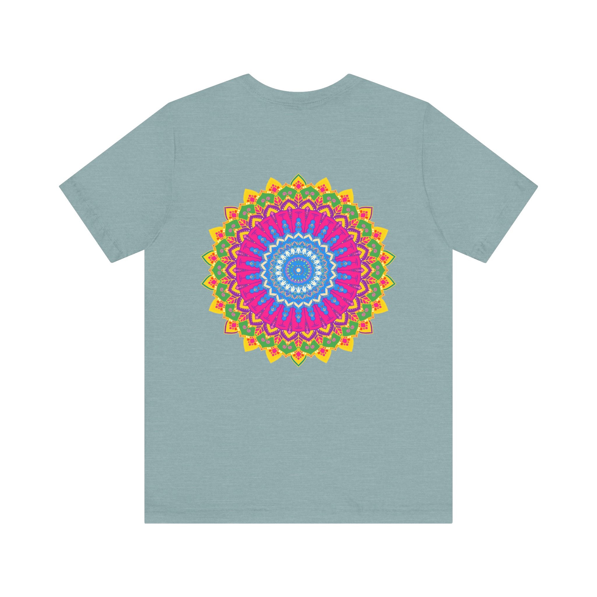 Vibrant Mandala T-Shirt featuring intricate spiritual design symbolizing peace and harmony, perfect for expressing your inner spirituality and embracing positive energy