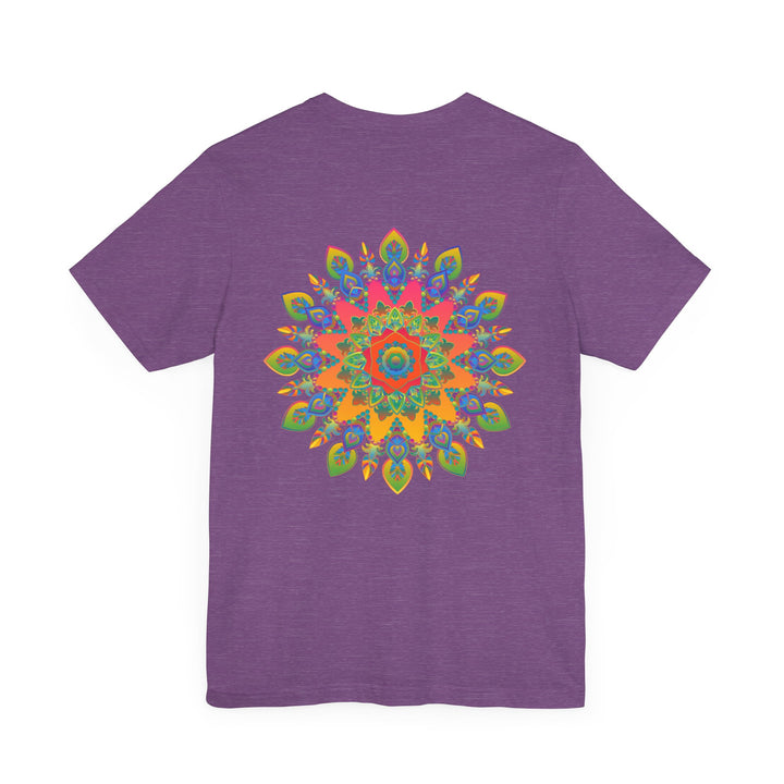 Colorful and intricate psychedelic mandala design on a t-shirt promoting spiritual peace and harmony