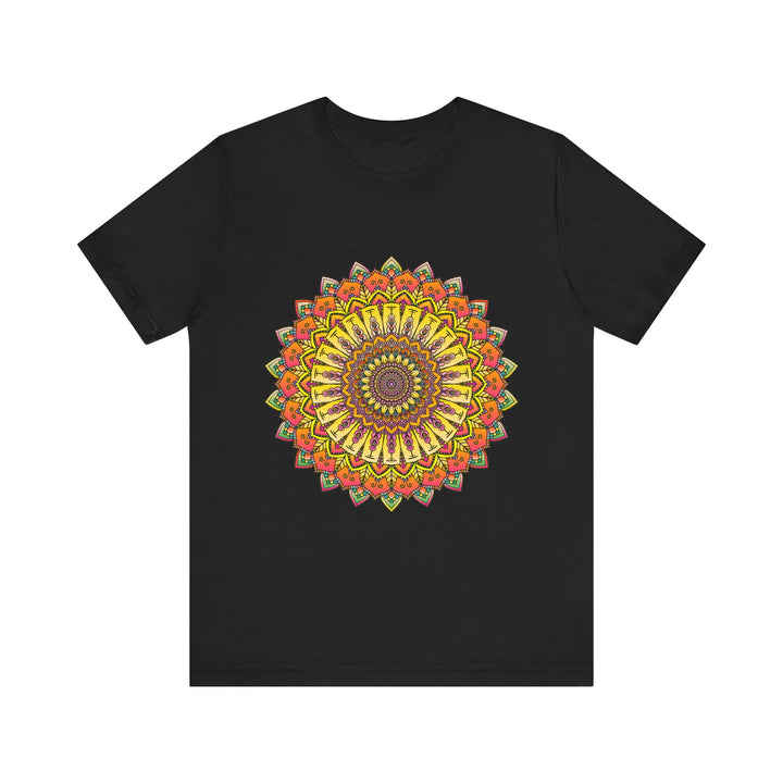 Intricate Mandala T-Shirt with Colorful Geometric Design and Floral Patterns