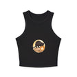  Close-up of Black Cat Moon Racerback Tank Top showing the racerback detail