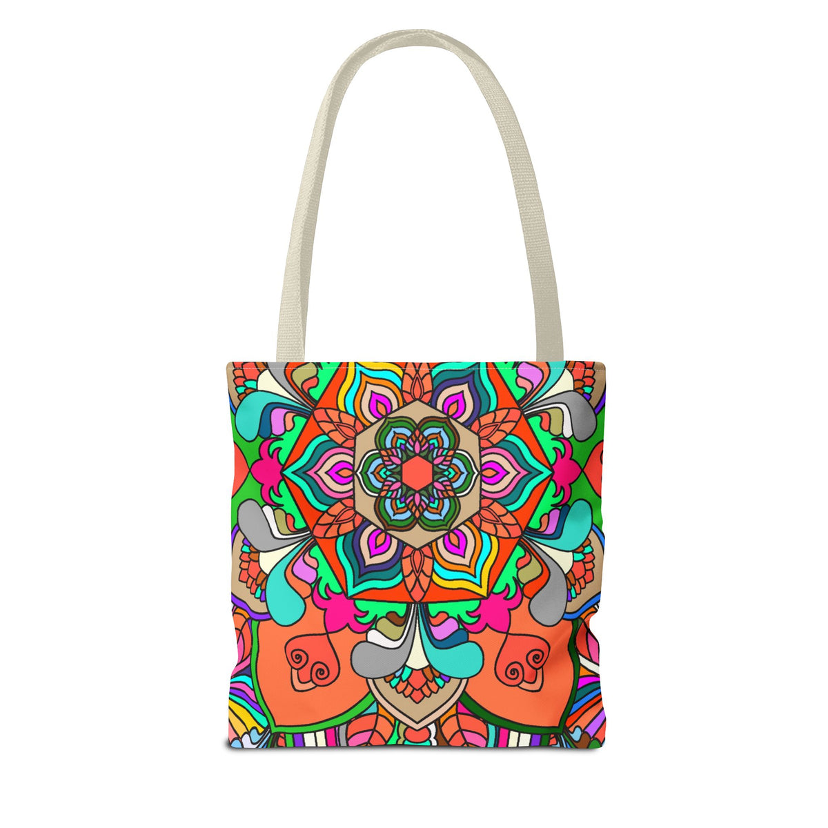 Colorful Mandala Tote Bag — Vibrant Boho All-Over Print Beach & Market Tote