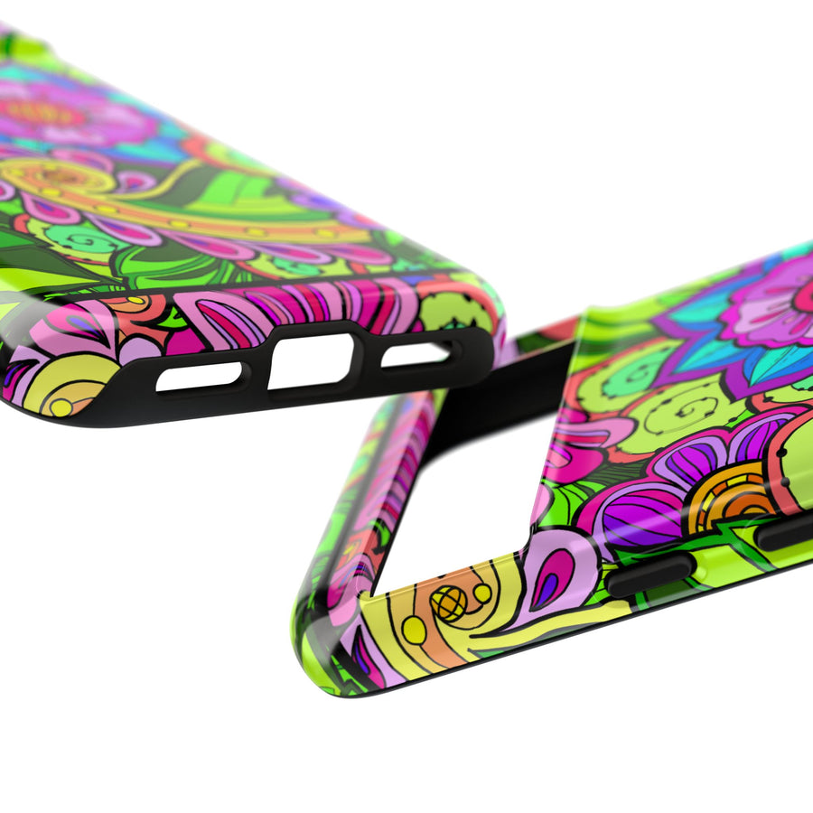Floral Fantasy iPhone and Google Pixel Case in Bright Green Palette