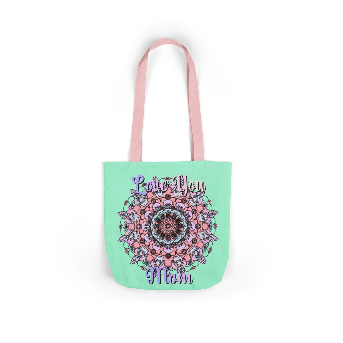 Mandala 'Love You Mom' Canvas Tote — Floral Mother's Day Gift Bag