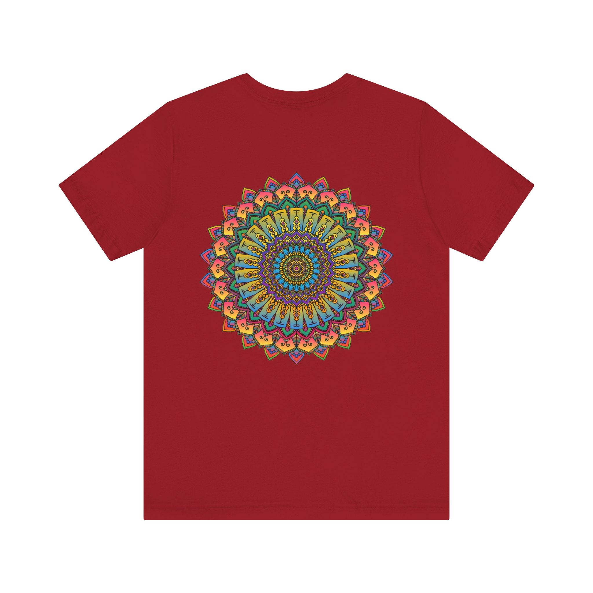 A colorful mandala design tee representing spiritual peace and harmony