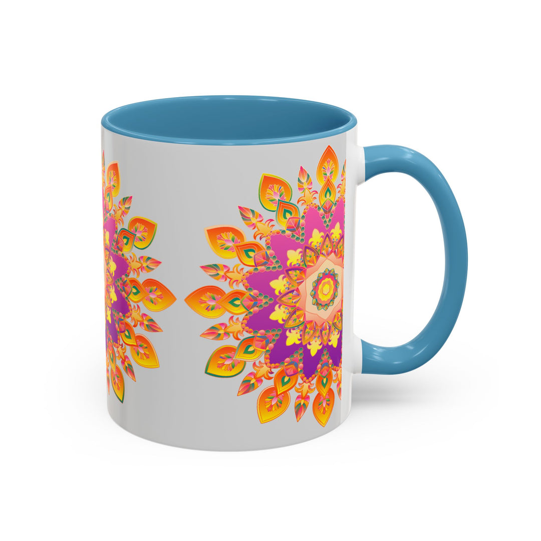 Chic mandala art mug with colorful floral patterns and intricate details