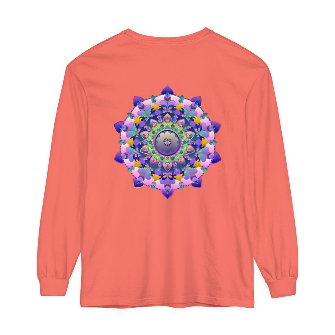 Vibrant Mandala Unisex Long Sleeve T-Shirt with Intricate Bohemian Design