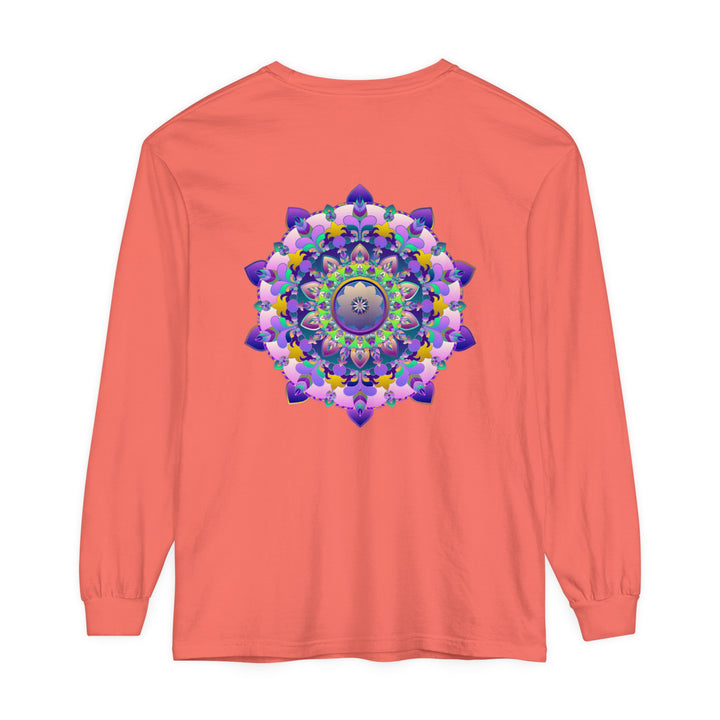 Vibrant Mandala Unisex Long Sleeve T-Shirt with Intricate Bohemian Design