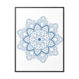Handmade steel blue mandala design wall art on gallery canvas wraps in a vertical frame