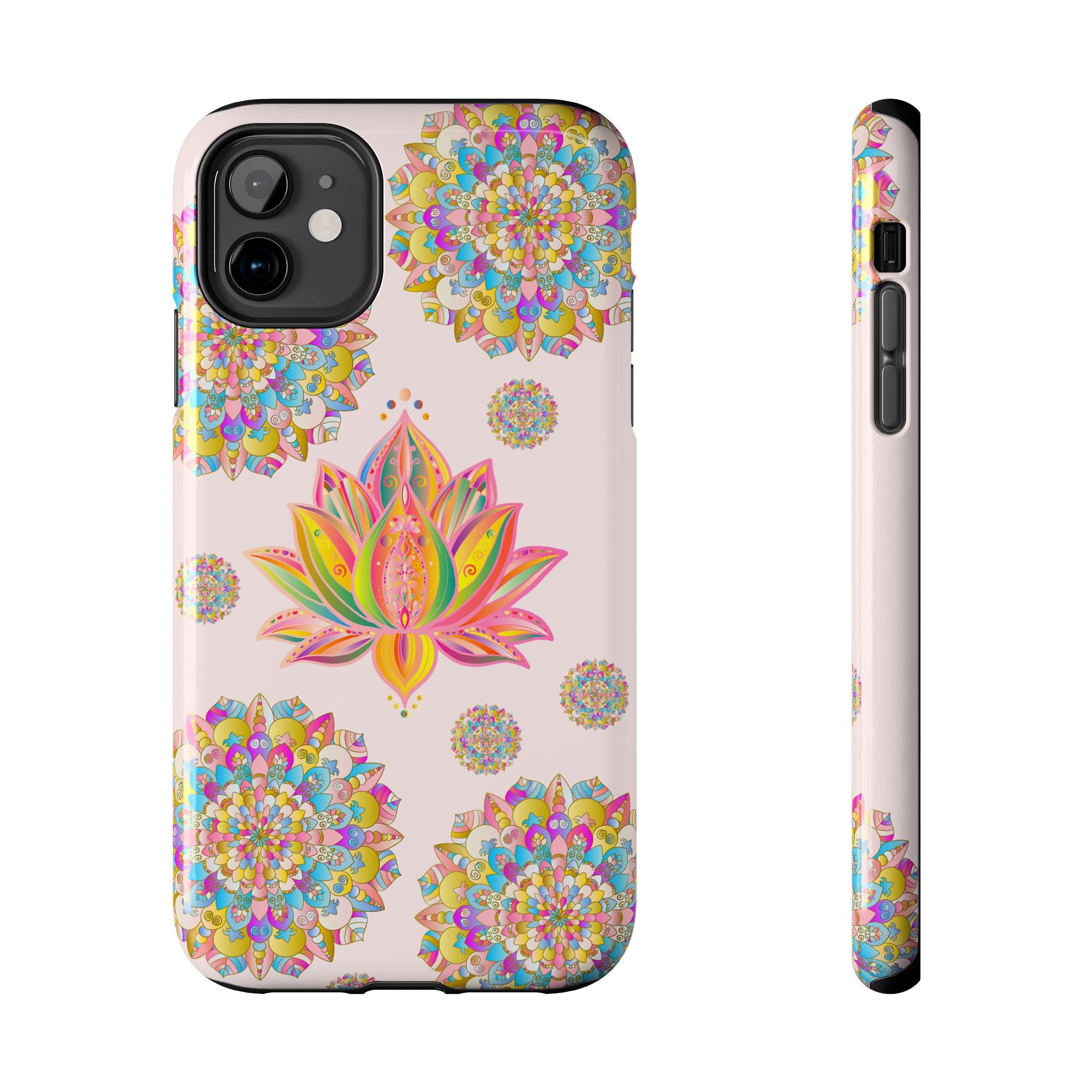 Beautiful light pink lotus flower mandala design phone case for stylish protection