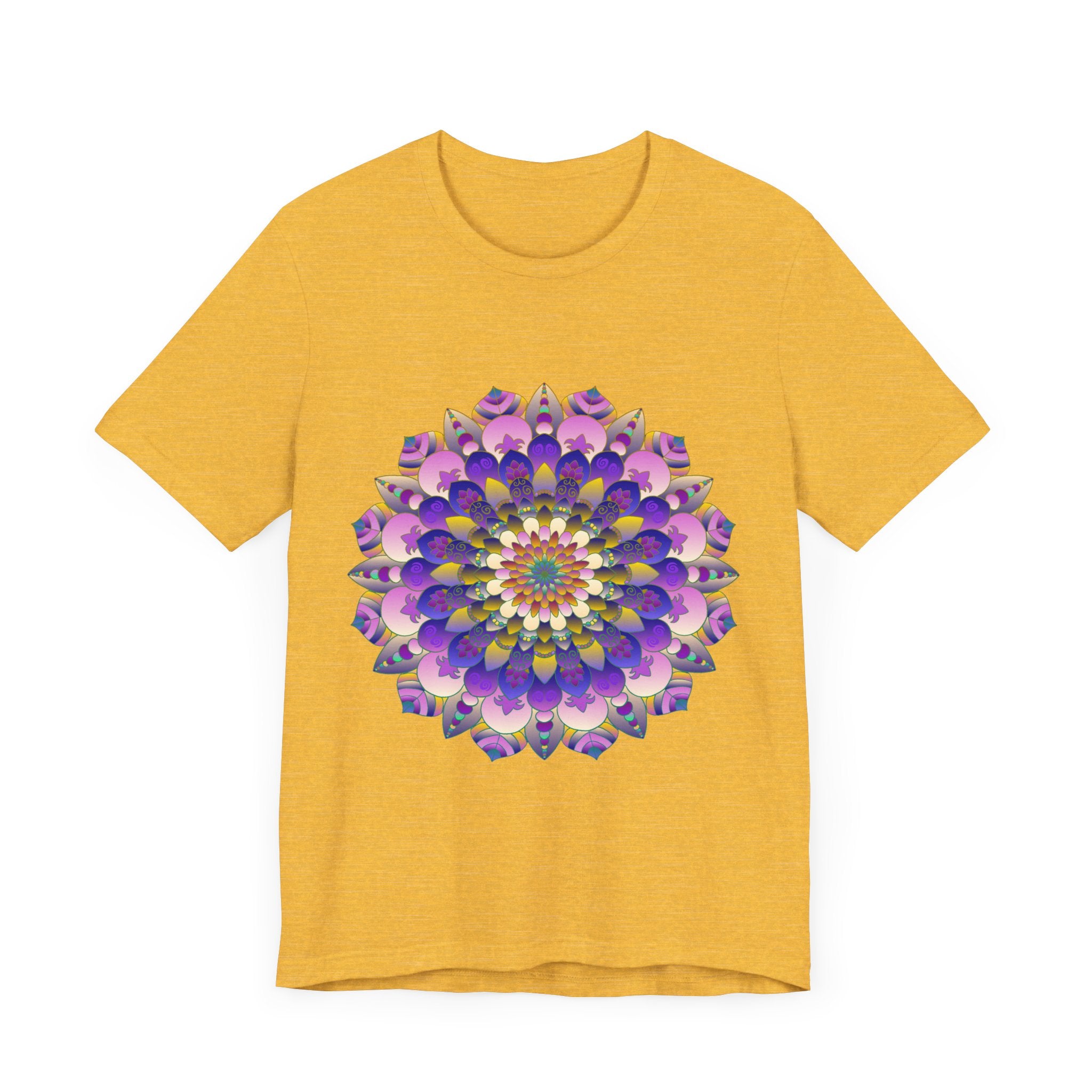 Colorful mandala flower t-shirt featuring intricate spiritual art design for a vibrant and meaningful fashion statement