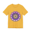 Colorful mandala flower t-shirt featuring intricate spiritual art design for a vibrant and meaningful fashion statement