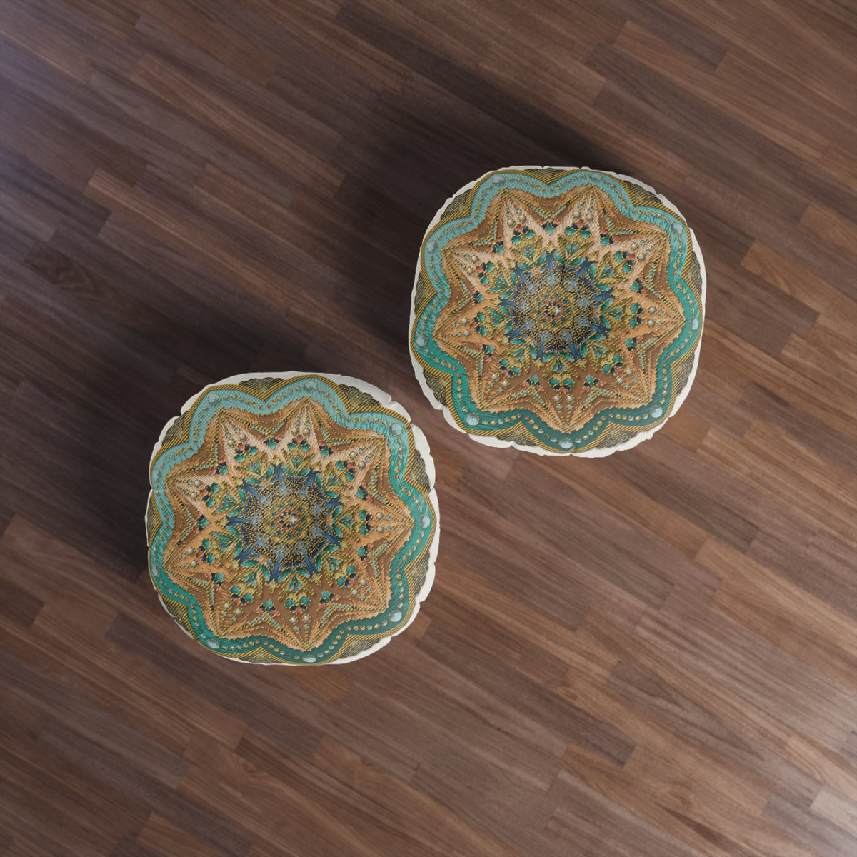 Cuscino da pavimento trapuntato Mandala – Cuscino rotondo da meditazione in stile boho