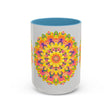 Detailed and colorful mandala design on a high-quality ceramic mug