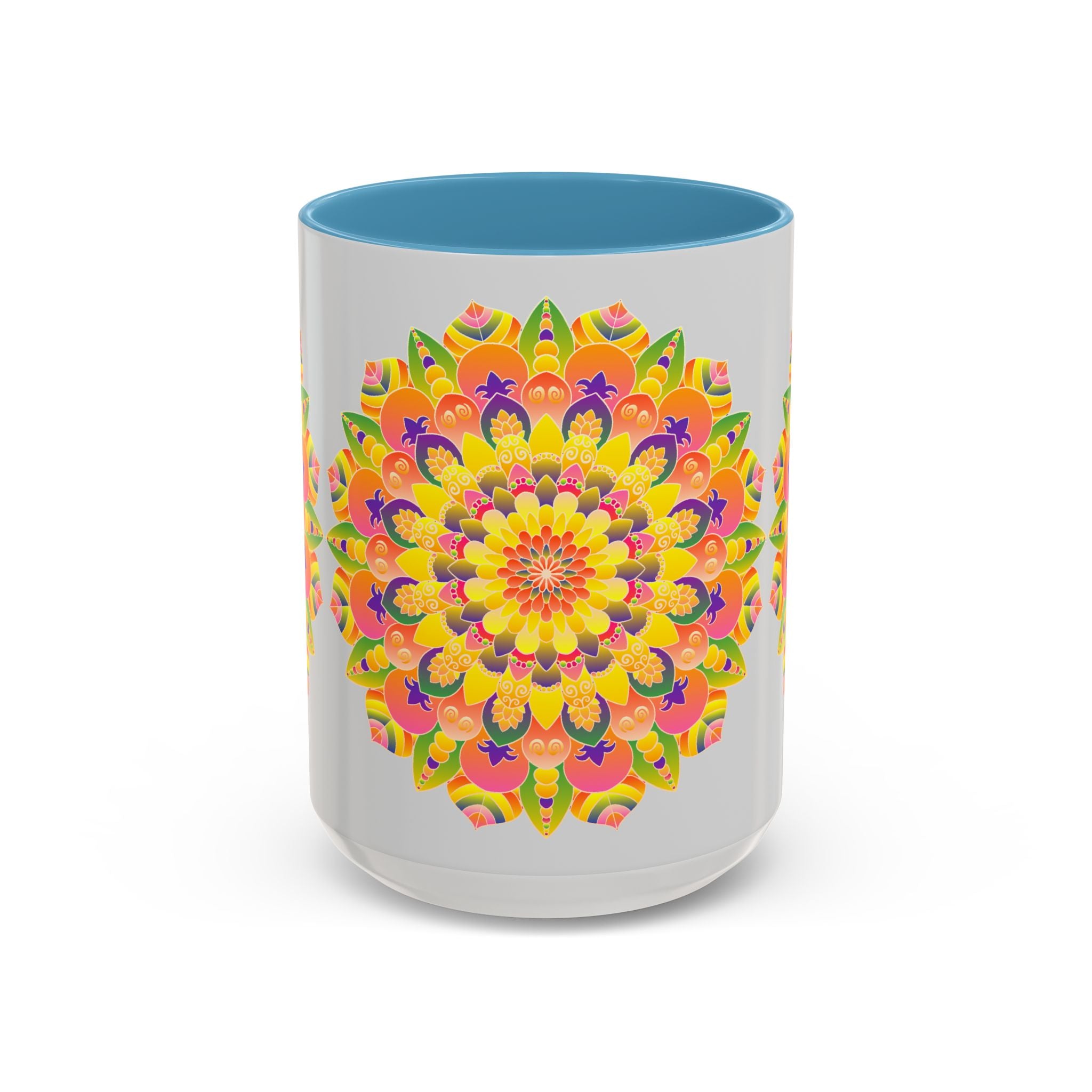 Detailed and colorful mandala design on a high-quality ceramic mug