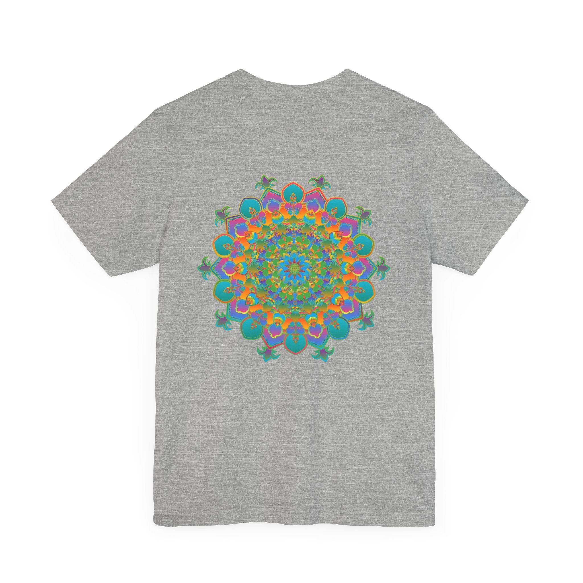 Vibrant Mandala Tee featuring intricate, colorful design representing spiritual peace and harmony, perfect for yoga and meditation practices