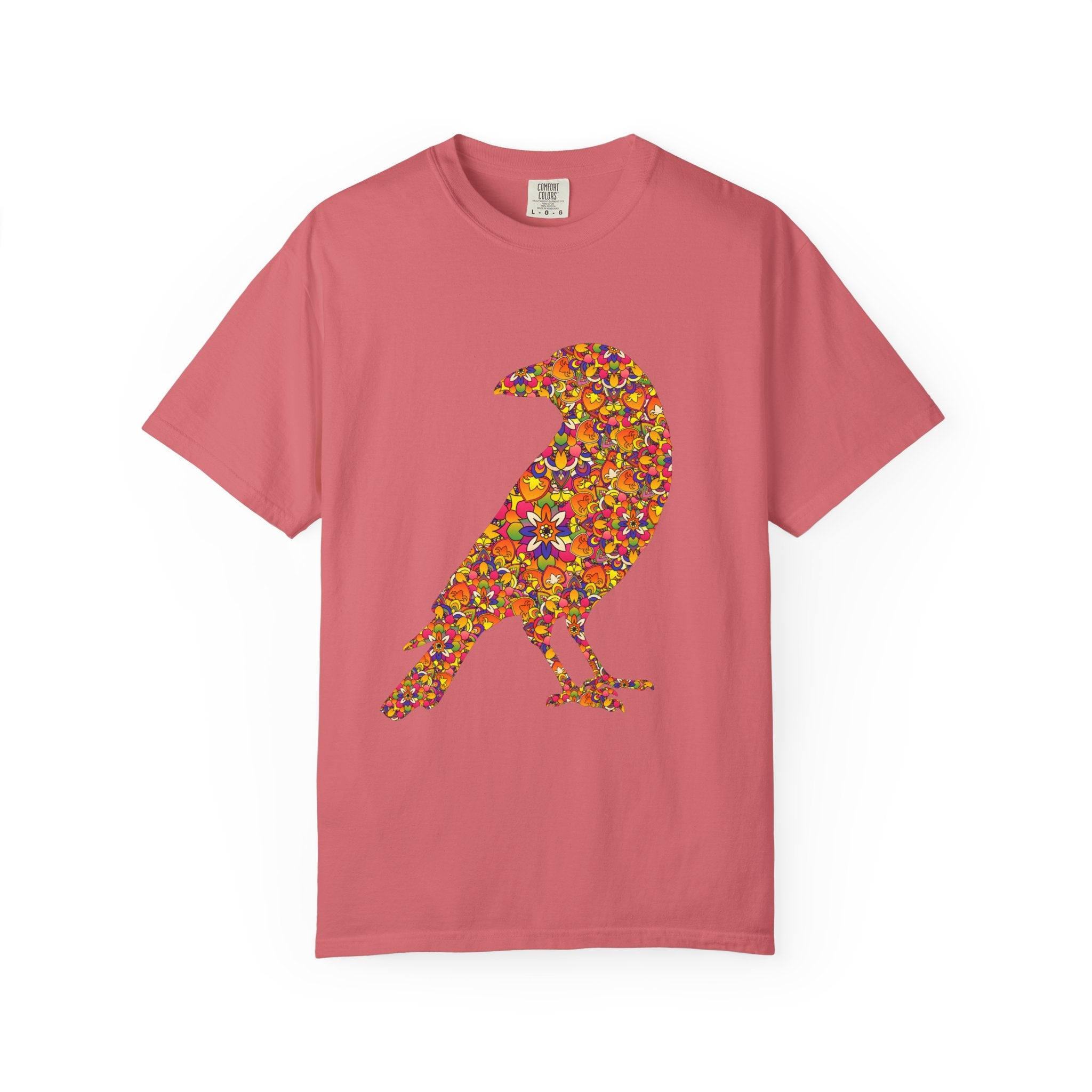 Maglietta con mandala floreale e corvo radioso