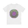Vibrant Mandala Tee showcasing colorful and intricate geometric art design