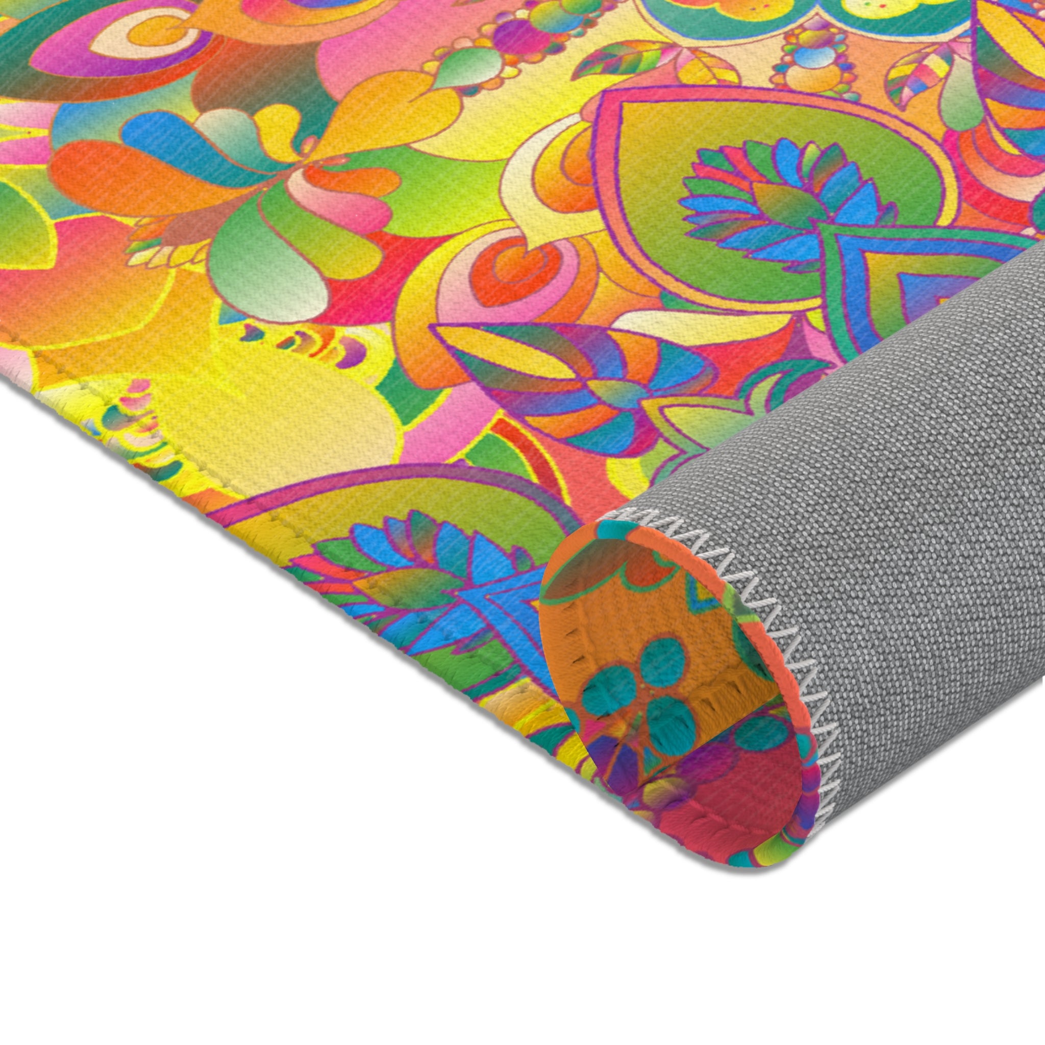 Psychedelic Floral Mandala Area Rug