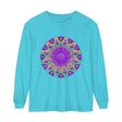 Beautiful purple and green mandala design long sleeve t-shirt for women