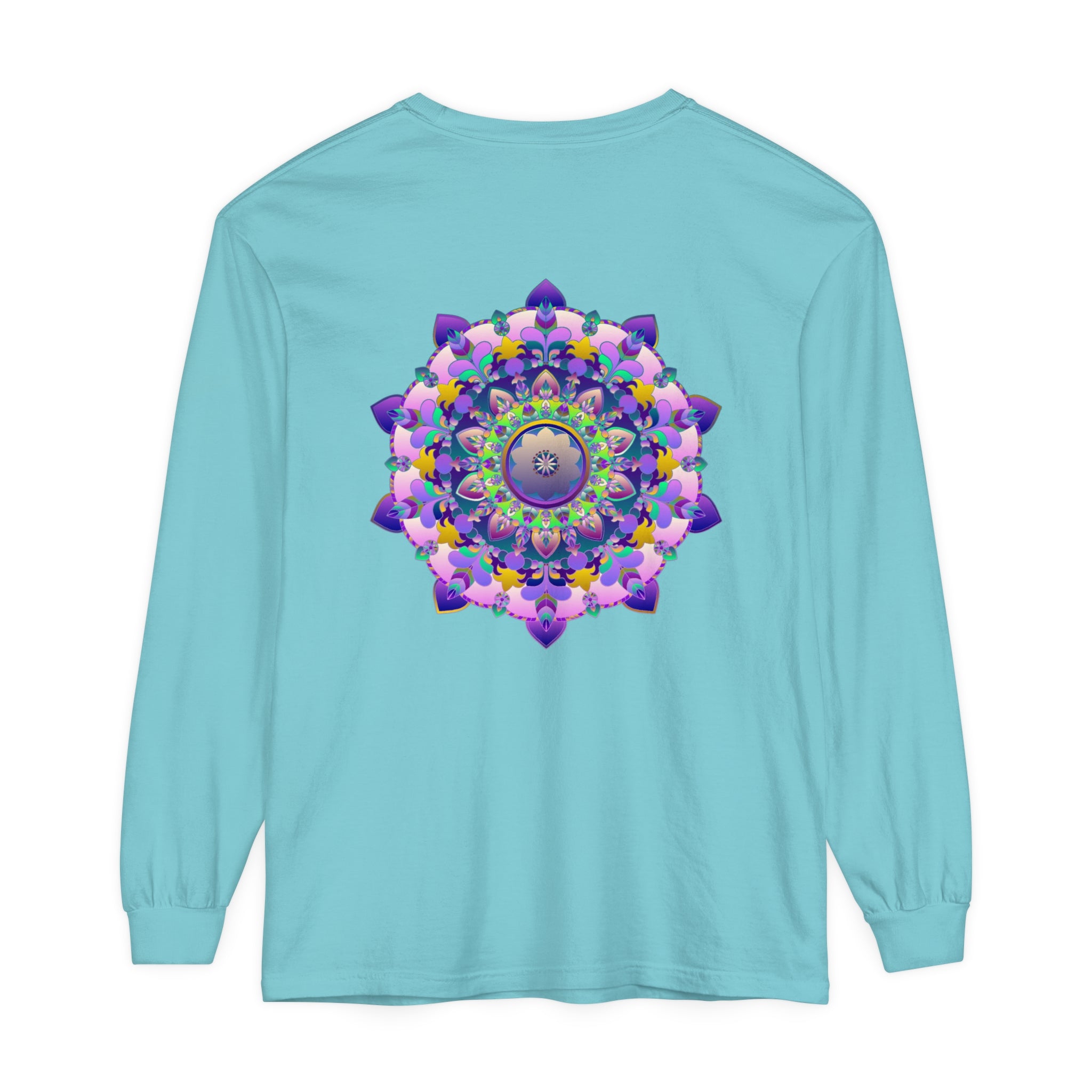 Colorful and intricate Mandala design adorns this unisex long sleeve T-shirt