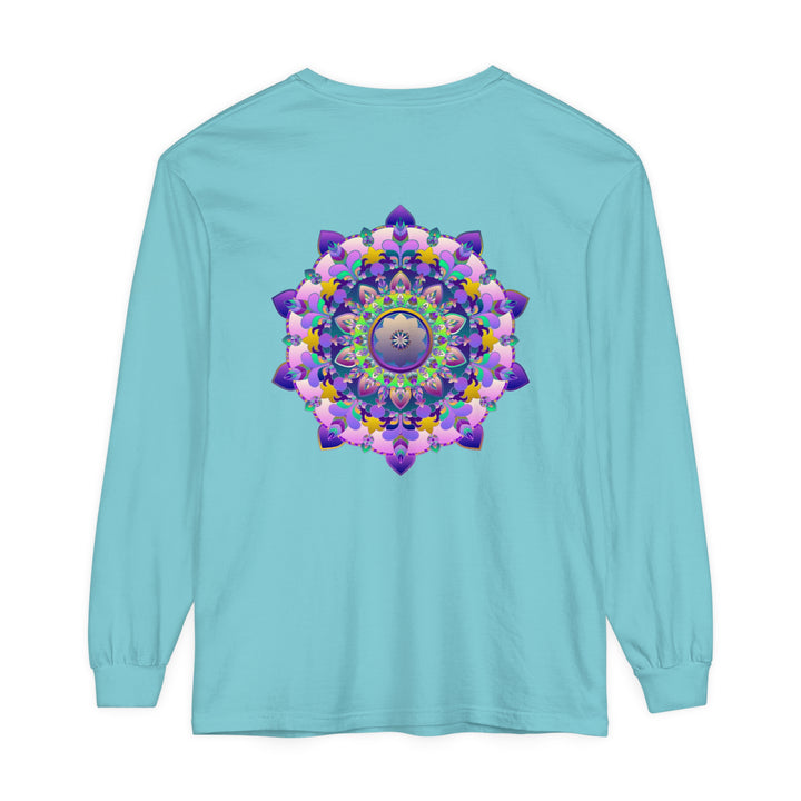 Colorful and intricate Mandala design adorns this unisex long sleeve T-shirt