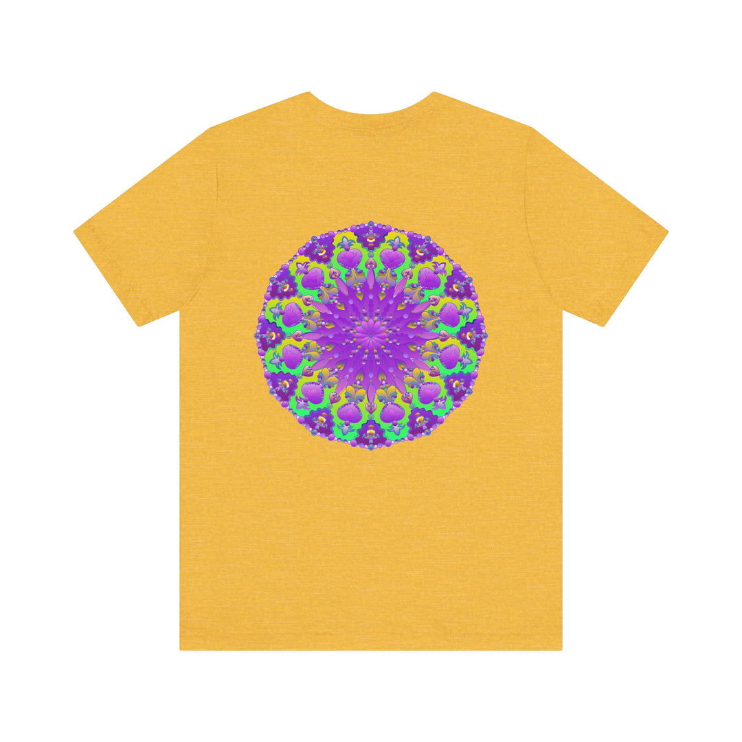 Beautiful purple mandala tee with intricate design representing spiritual peace and harmony, perfect for connecting with your inner self