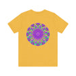 Beautiful purple mandala tee with intricate design representing spiritual peace and harmony, perfect for connecting with your inner self
