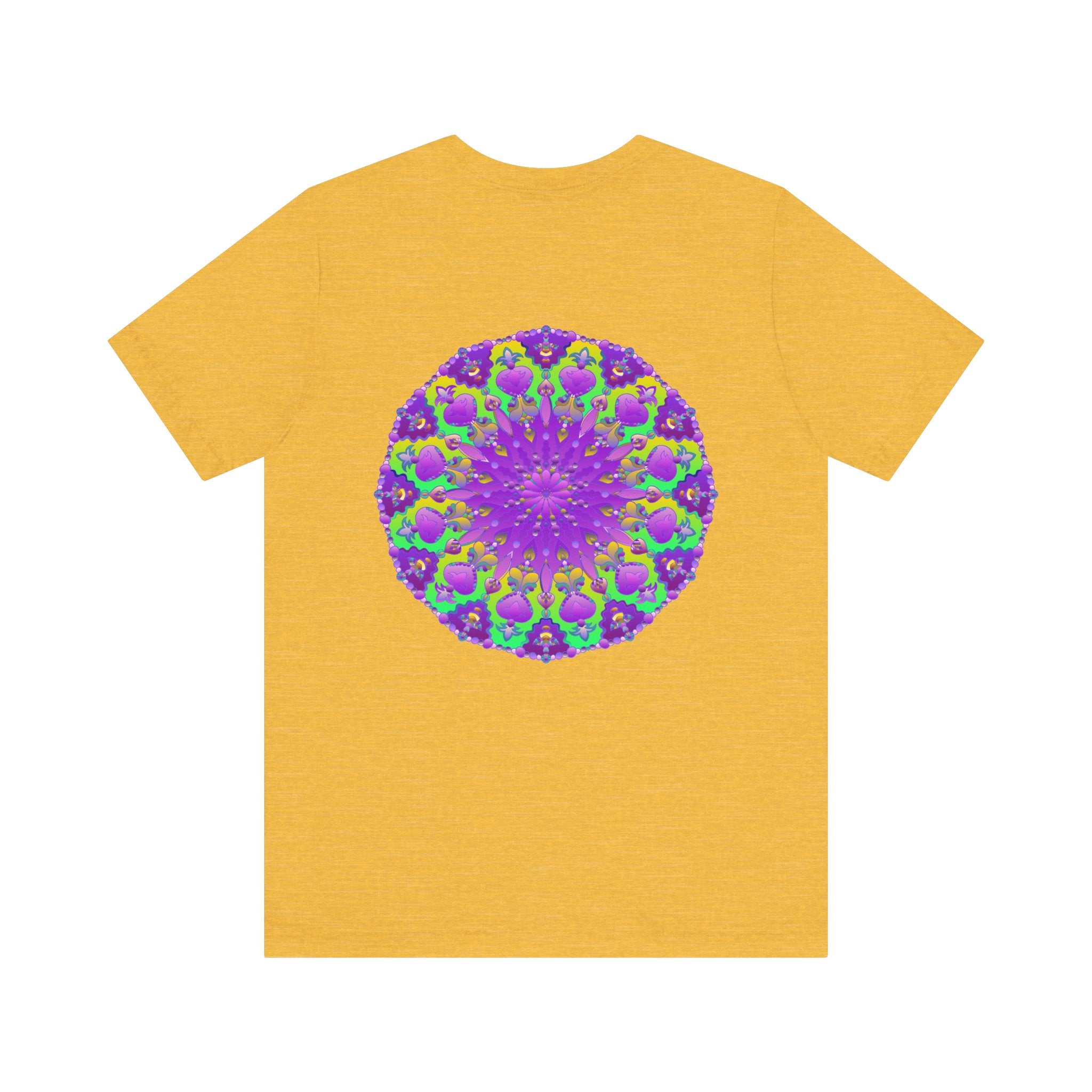 Beautiful purple mandala tee with intricate design representing spiritual peace and harmony, perfect for connecting with your inner self