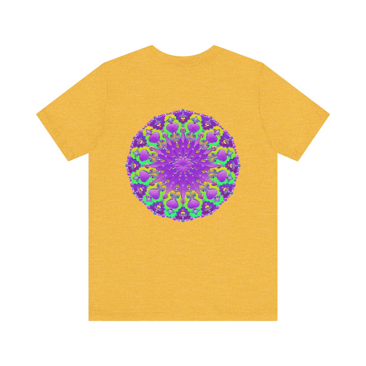 Beautiful purple mandala tee with intricate design representing spiritual peace and harmony, perfect for connecting with your inner self