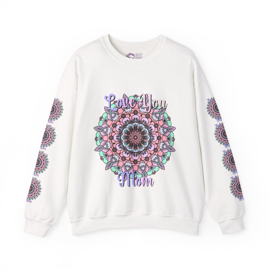 Felpa girocollo ispirata al mandala per mamme in tenui colori pastello