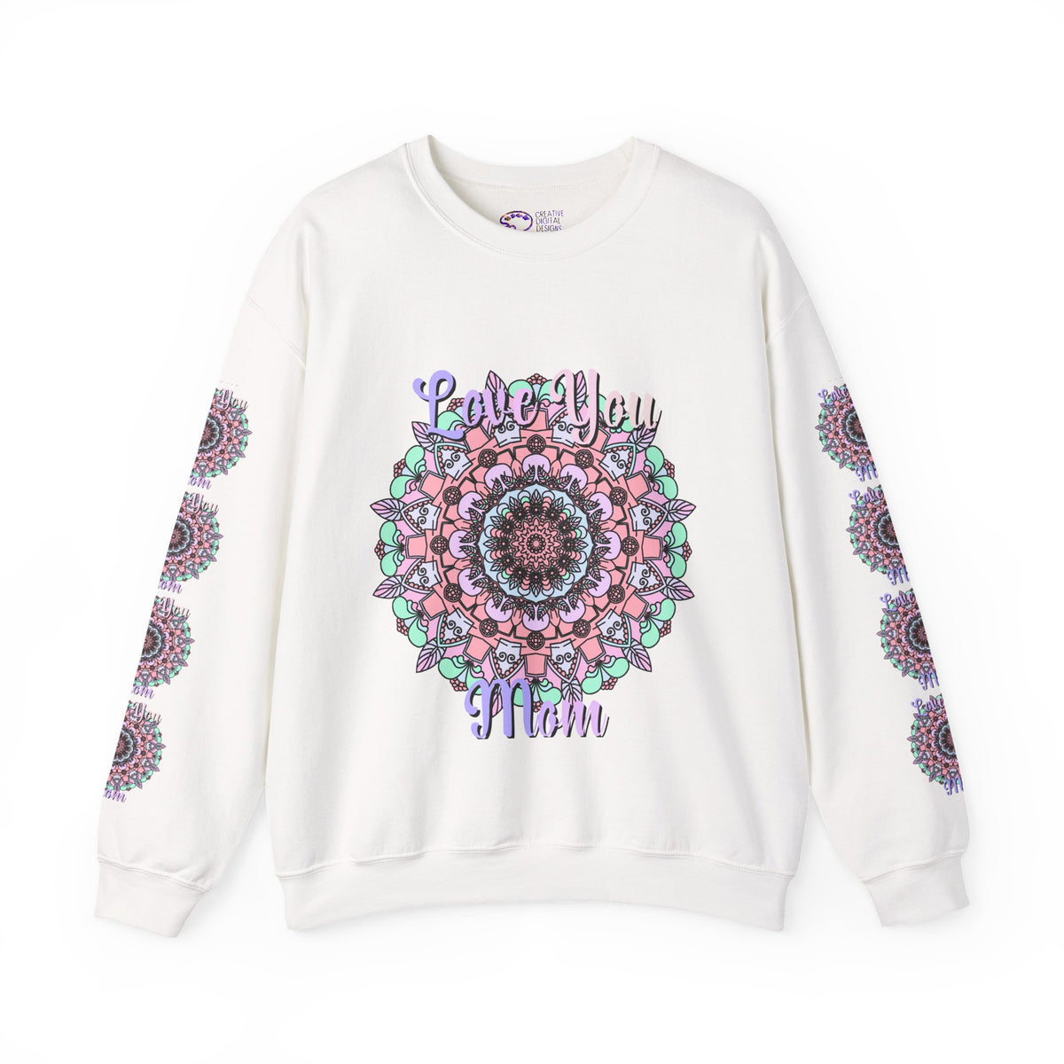Mandala Inspired Crewneck Sweatshirt for Moms in Soft Pastels