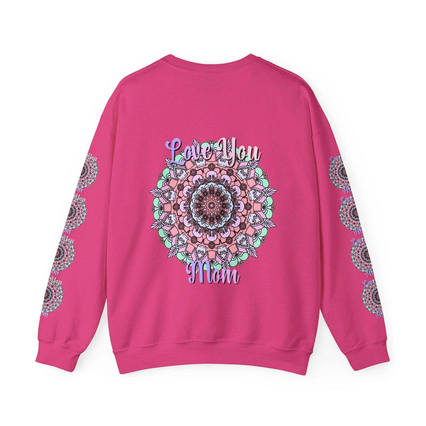 Black unisex heavy blend crewneck sweatshirt with 'Love You Mom' design - perfect birthday gift for mom